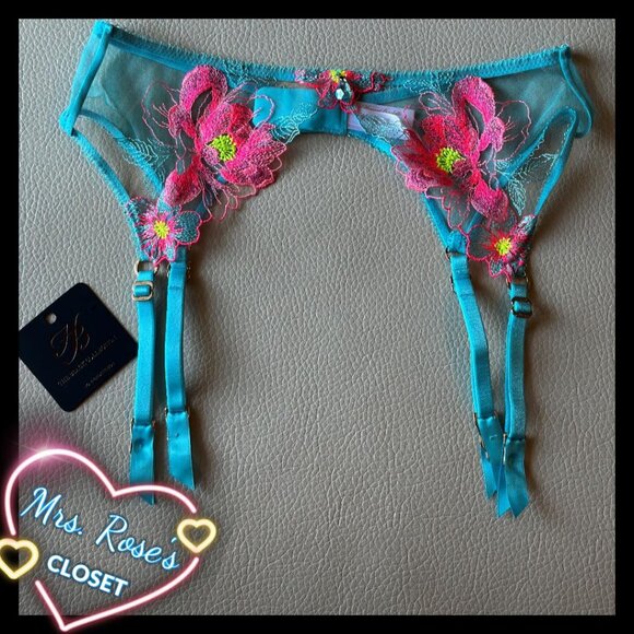 Honey Birdette Christine Turquoise Suspender Size Large - Picture 1 of 3